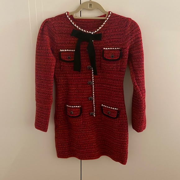 Dresses & Skirts - Tweed red bow dress